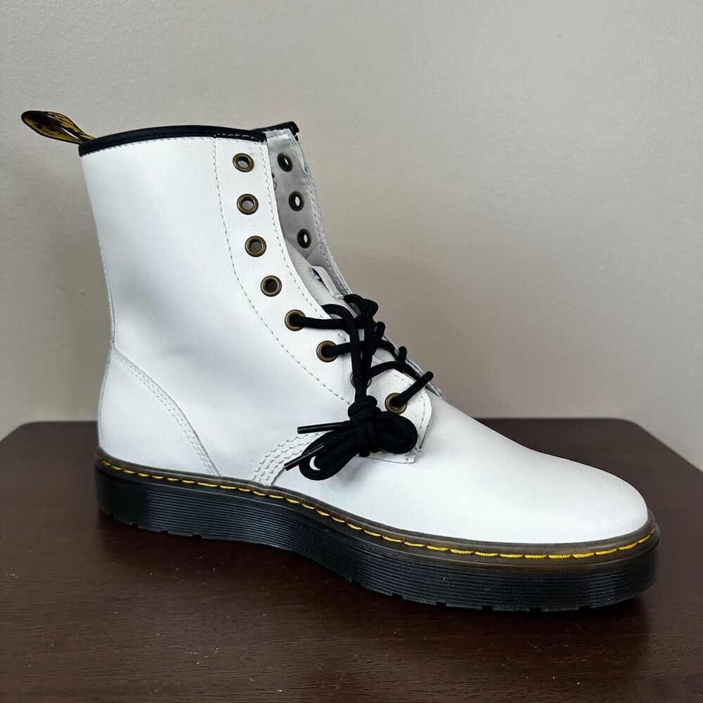 NEW Dr Martens Boots White Zavala Combat Lace Up Leather Womens 11 Mens 10